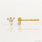 14K Polished CZ Triangle Post Earrings - Lifestyle View
