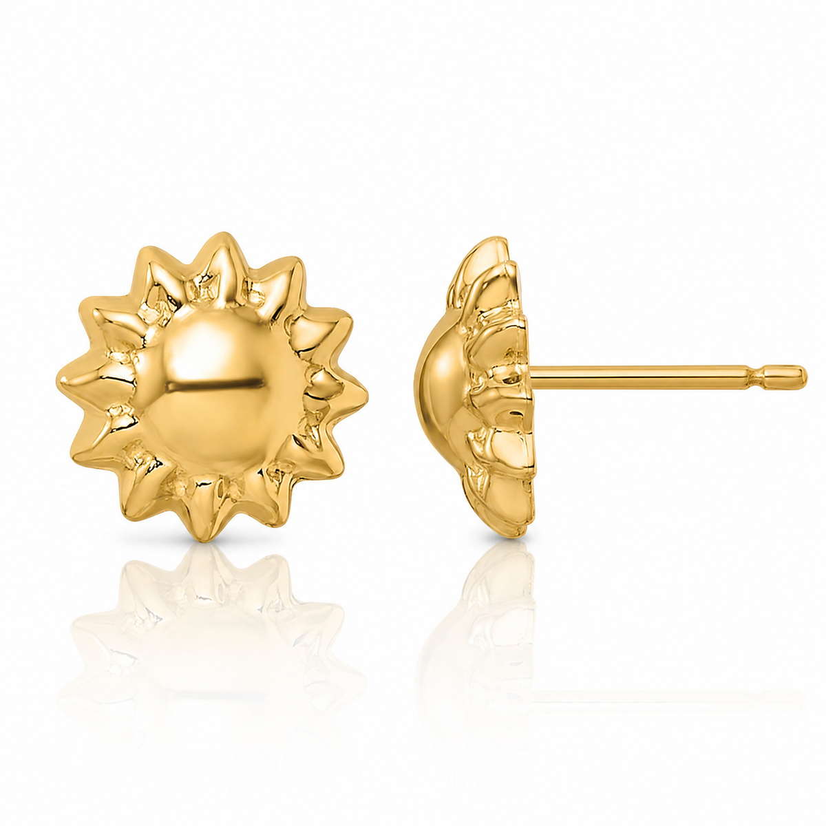 14k Polished Sun w/Enameled Back Post Earrings - Lifestyle View