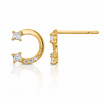 14k CZ Horseshoe Post Earrings - Lifestyle View