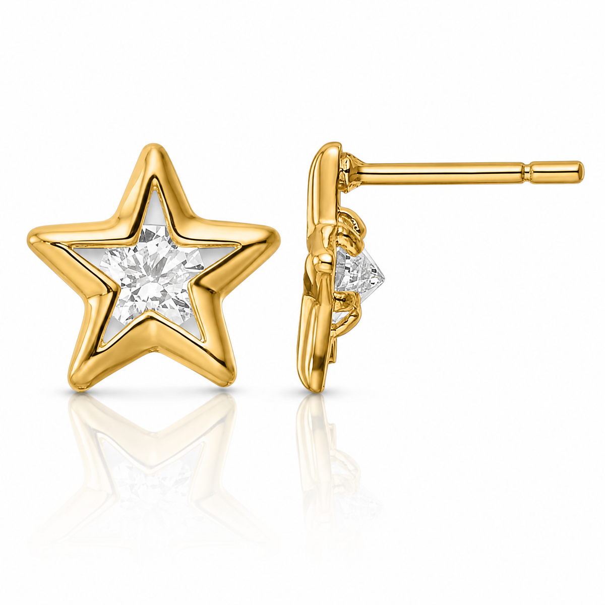 14k CZ Star Post Earrings - Lifestyle View