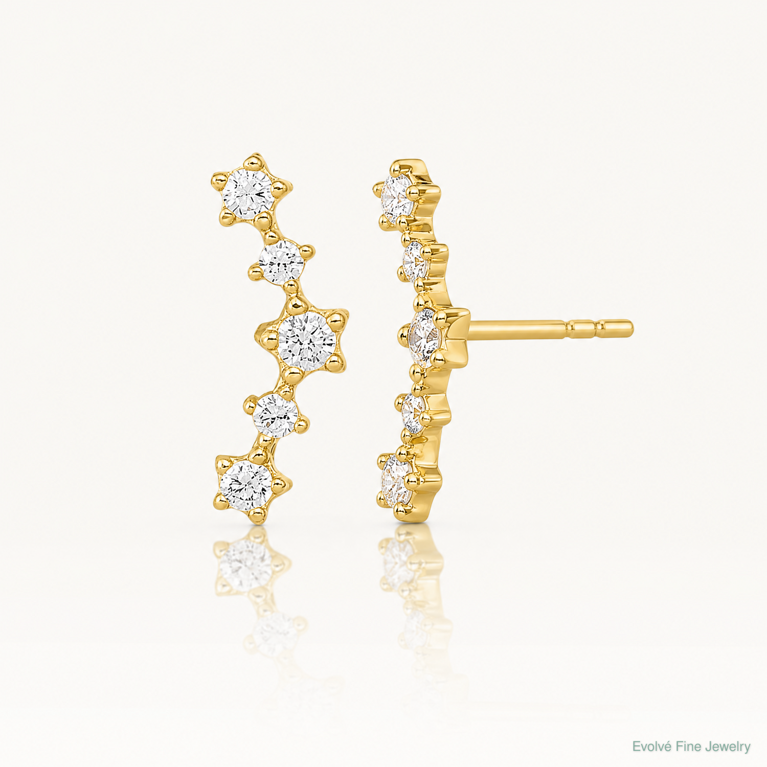 14K Polished Fancy CZ Post Earrings - Lifestyle View