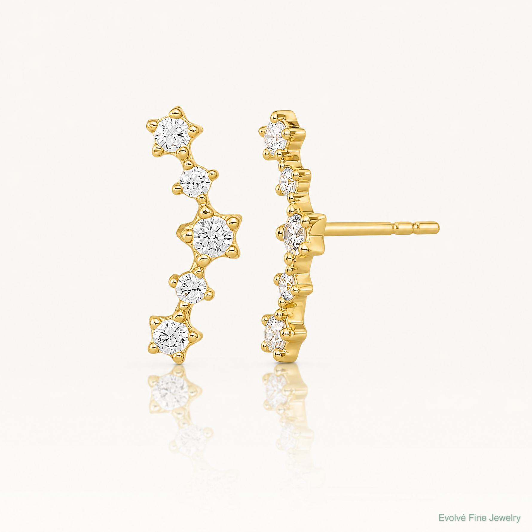 14K Polished Fancy CZ Post Earrings - Lifestyle View
