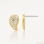 14K Two Tone Leaf Post Earrings - Lifestyle View
