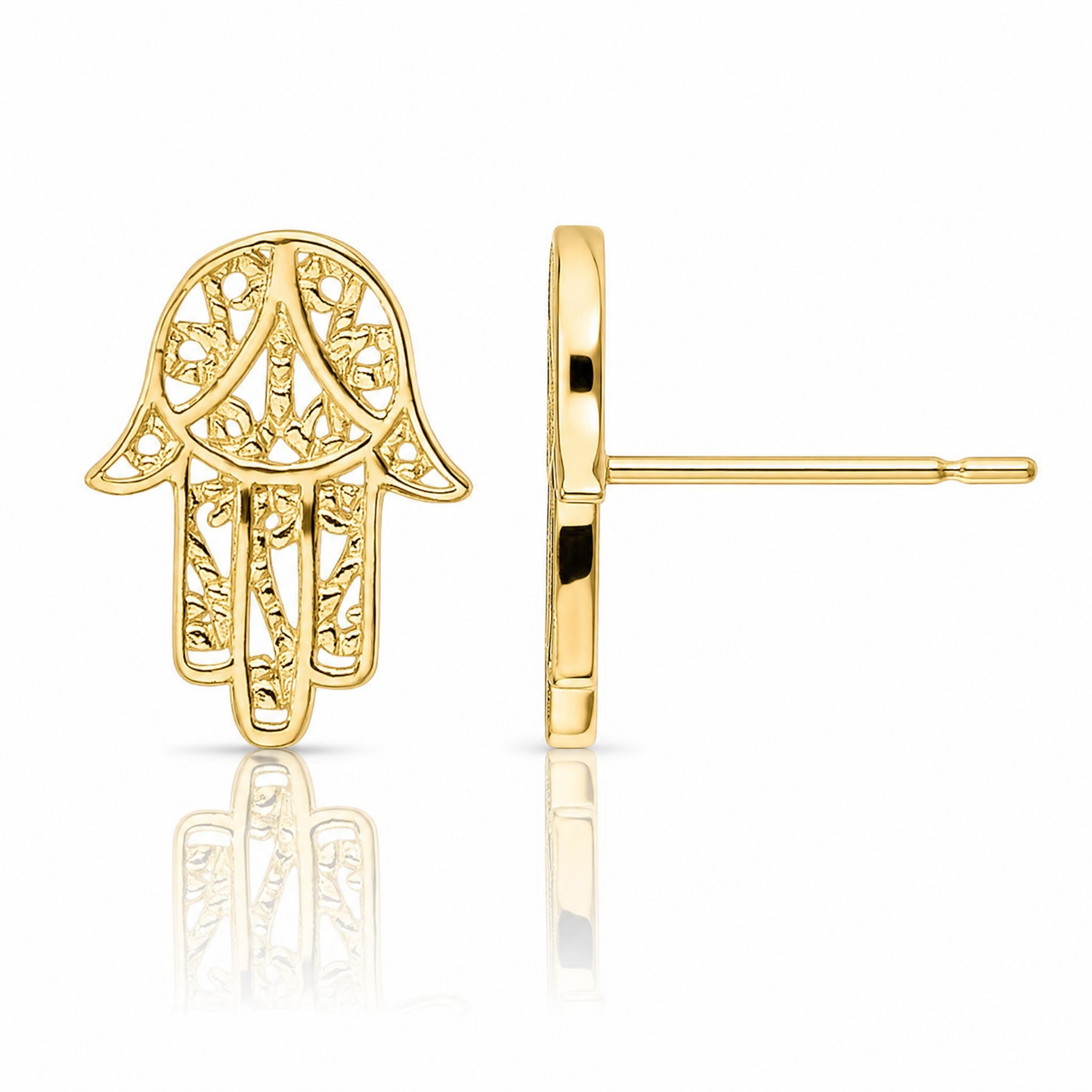 14k Hamsa Post Earrings - Lifestyle View