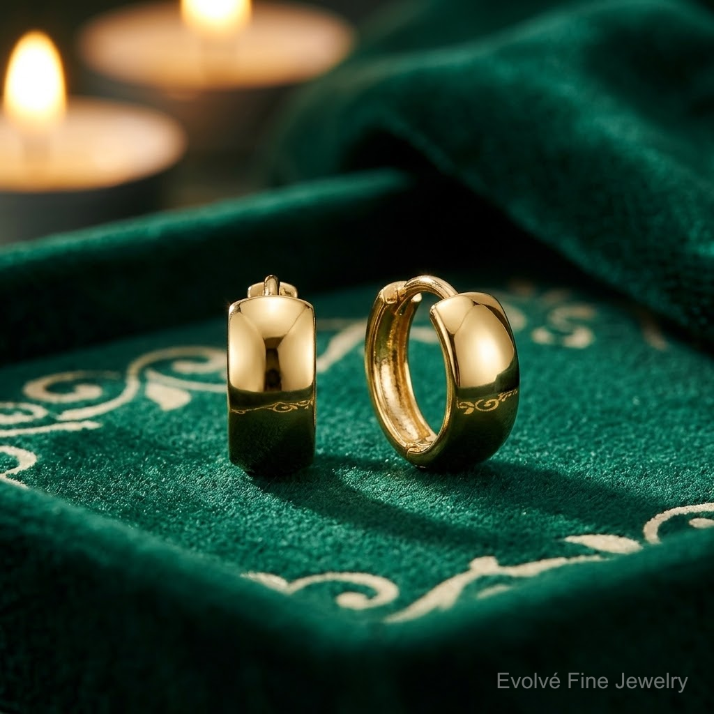 14k Polished 5mm Hinged Huggie Hoop Earrings - Lifestyle View