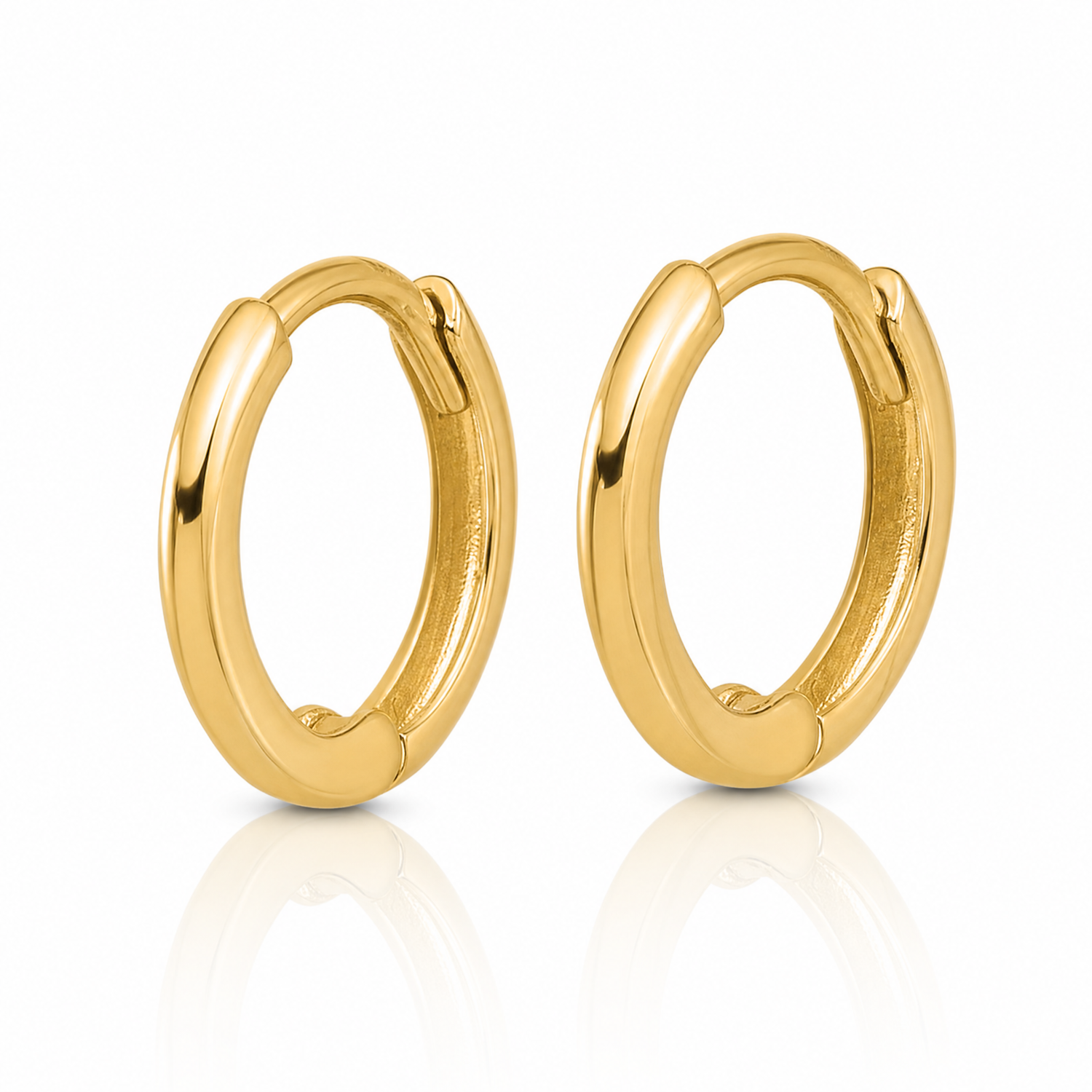 14k Polished 1.45x10mm Hinged Huggie Hoop Earrings - Lifestyle View
