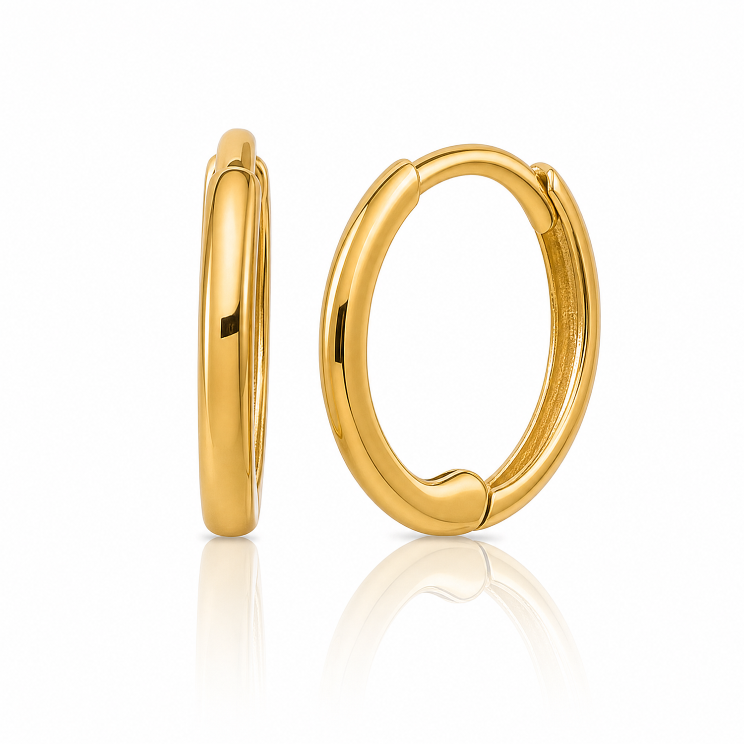 14k Polished 1.45x11mm Hinged Huggie Hoop Earrings - Lifestyle View
