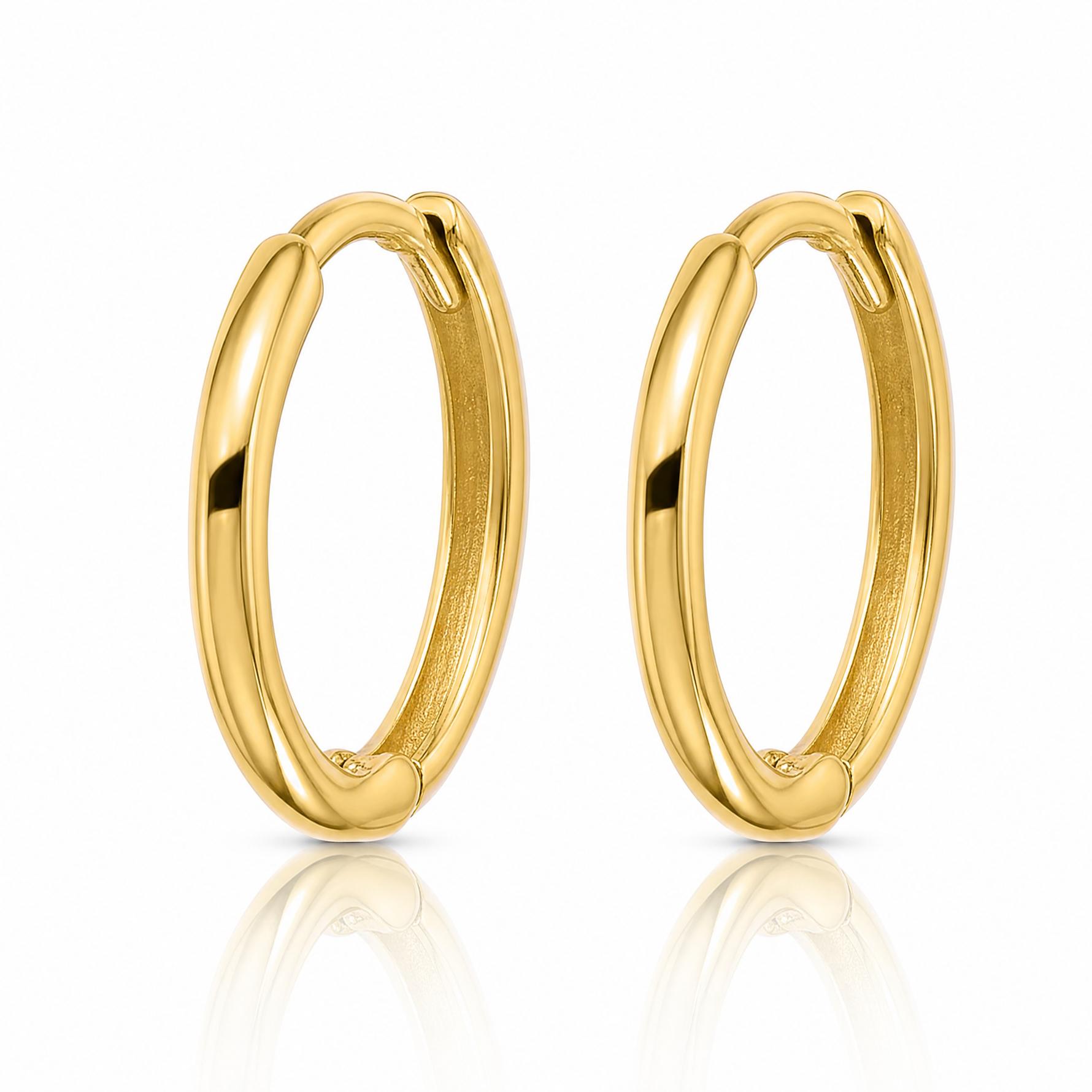 14k Polished 1.45x13mm Hinged Huggie Hoop Earrings - Lifestyle View