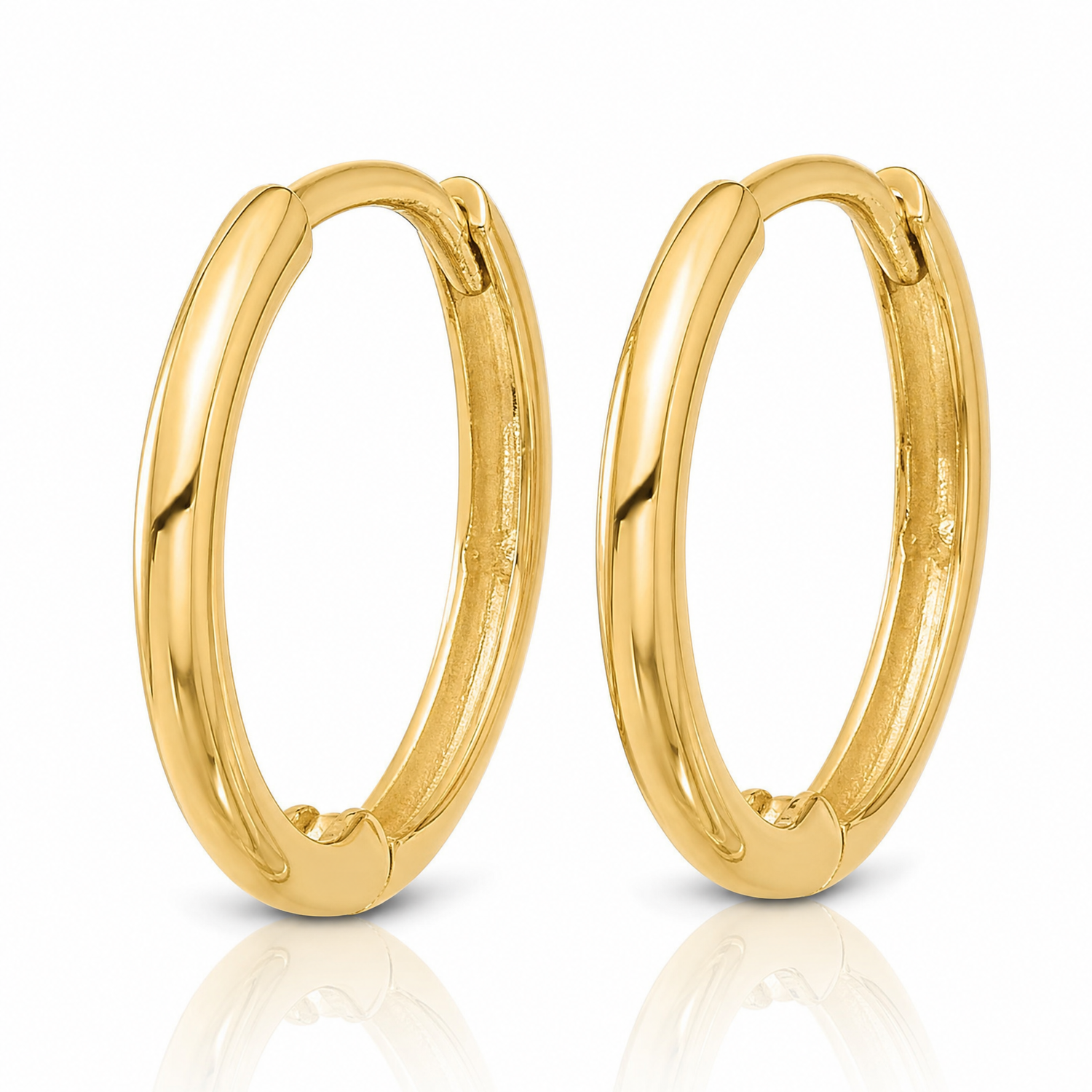 14k Polished 1.45x14mm Hinged Huggie Hoop Earrings - Lifestyle View