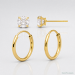 14K Polished CZ Studs and Small Endless Hoop Earring Set - Lifestyle View