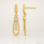 14K Polished Teardrop CZ Post Dangle Earrings - Lifestyle View