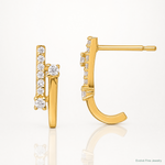 14k Polished Fancy CZ Post J-Hoop Earrings - Lifestyle View