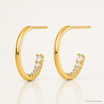 14k Polished Fancy CZ Post J-Hoop Earrings - Lifestyle View