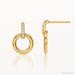 14k Polished CZ Circle Post Dangle Earrings - Lifestyle View
