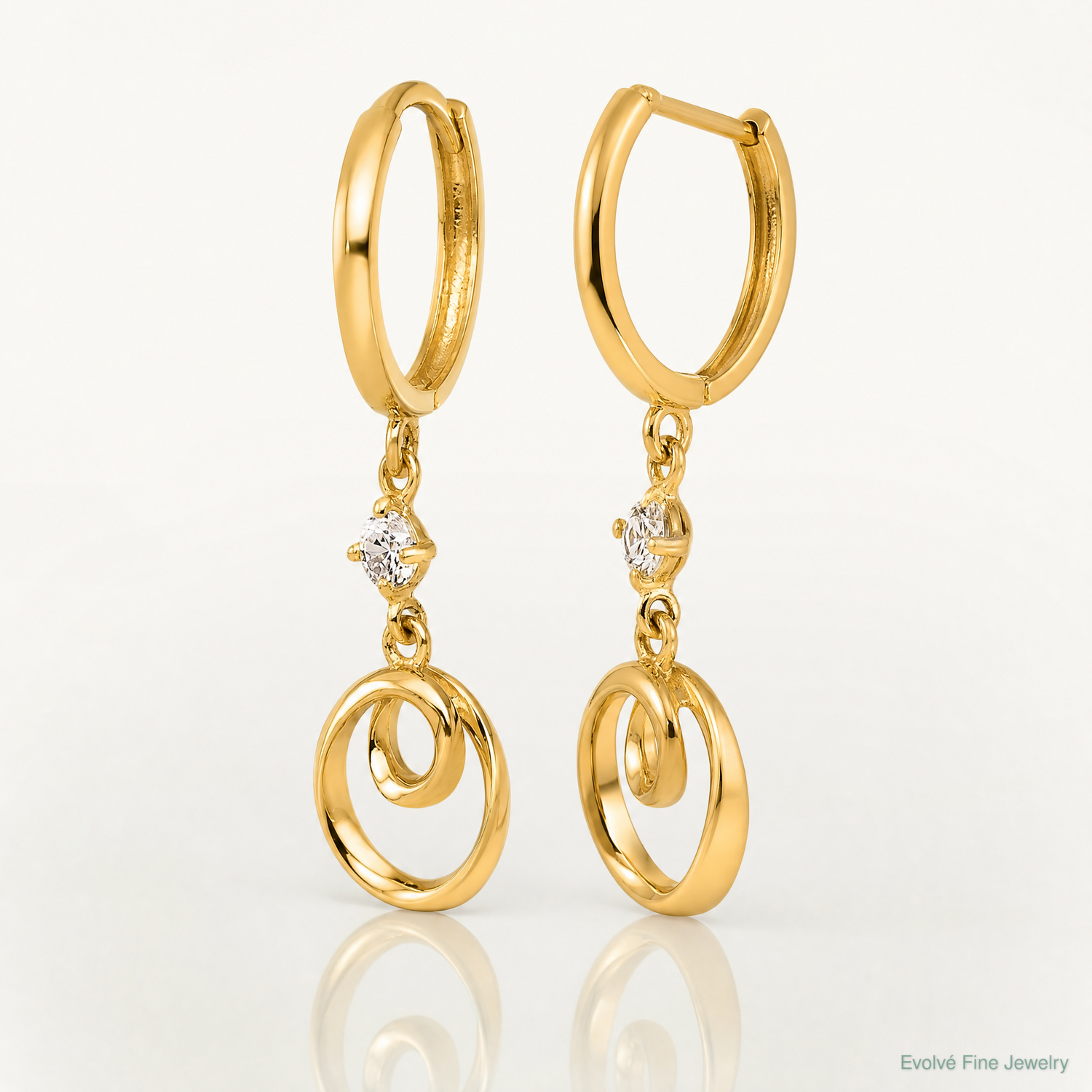 14k Twisted Dangling Circle Hinged Round Hoop Earrings - Lifestyle View