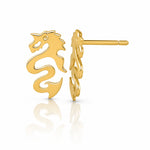 14k Polished Dragon Post Earrings - Lifestyle View
