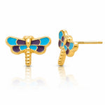 14k Enameled Dragonfly Earrings - Lifestyle View