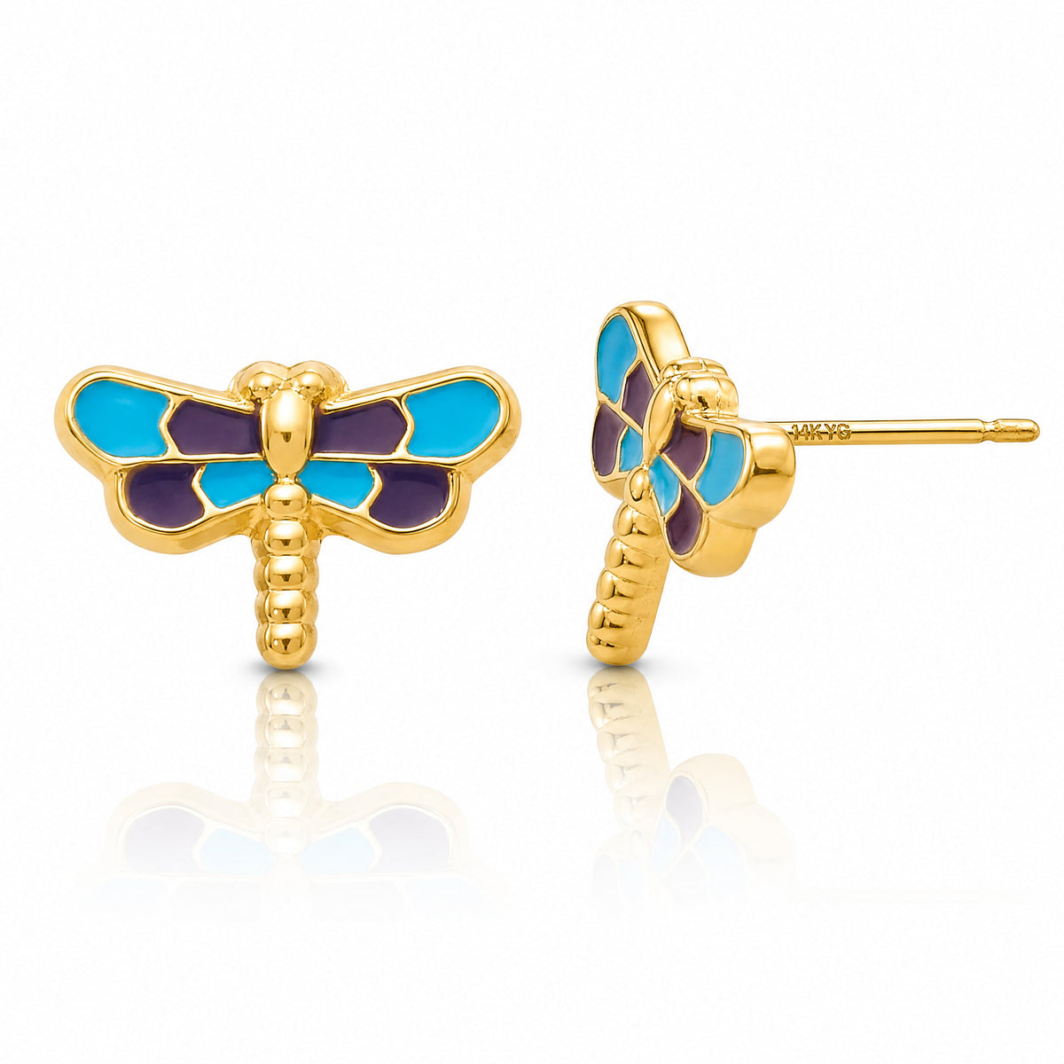 14k Enameled Dragonfly Earrings - Lifestyle View
