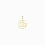 10K / 14K Yellow Gold Cut-out Round Frame Yoga Om Symbol Pendant - Product Photo