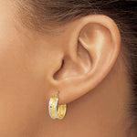 14K Yellow & Rhodium White Rhodium Polished Diamond-cut Hoops - Product Photo